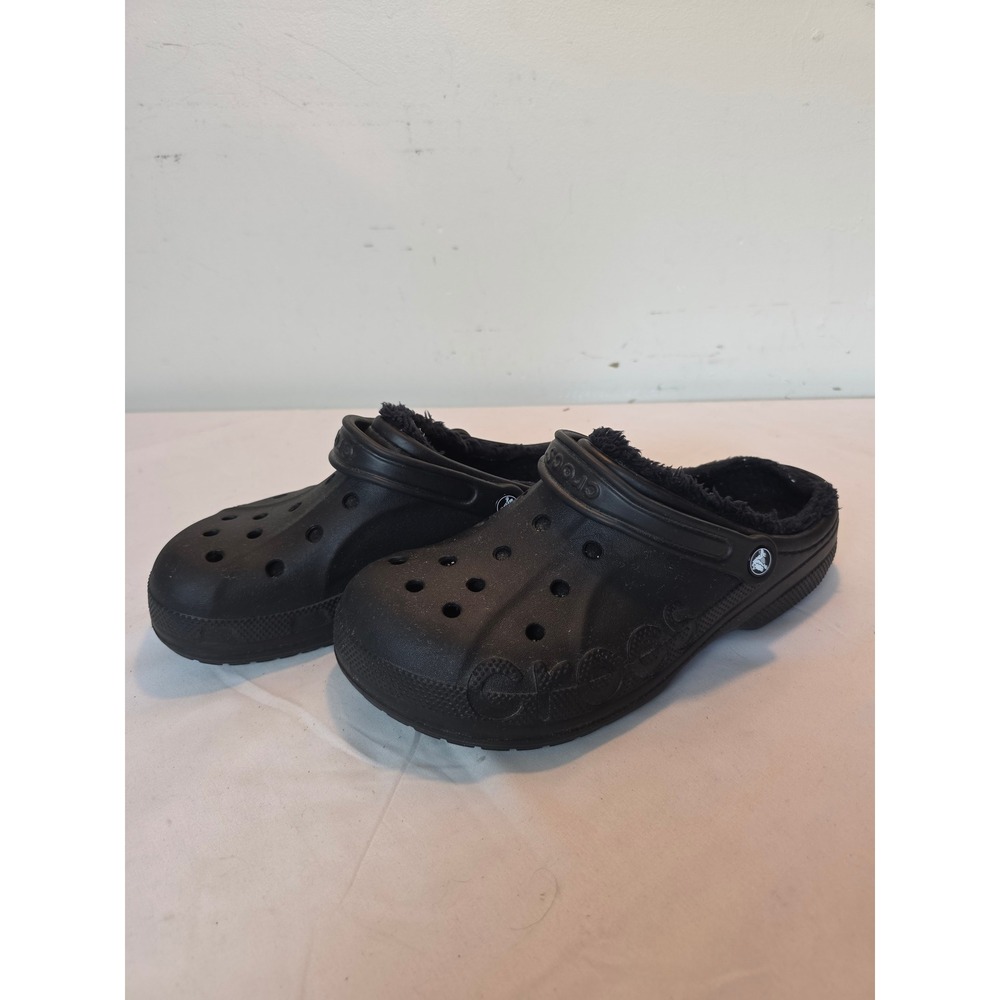 Crocs Baya Lined Black Fleece Clogs Mens 10 Womens 12 Dual Comfort Slip On Shoes